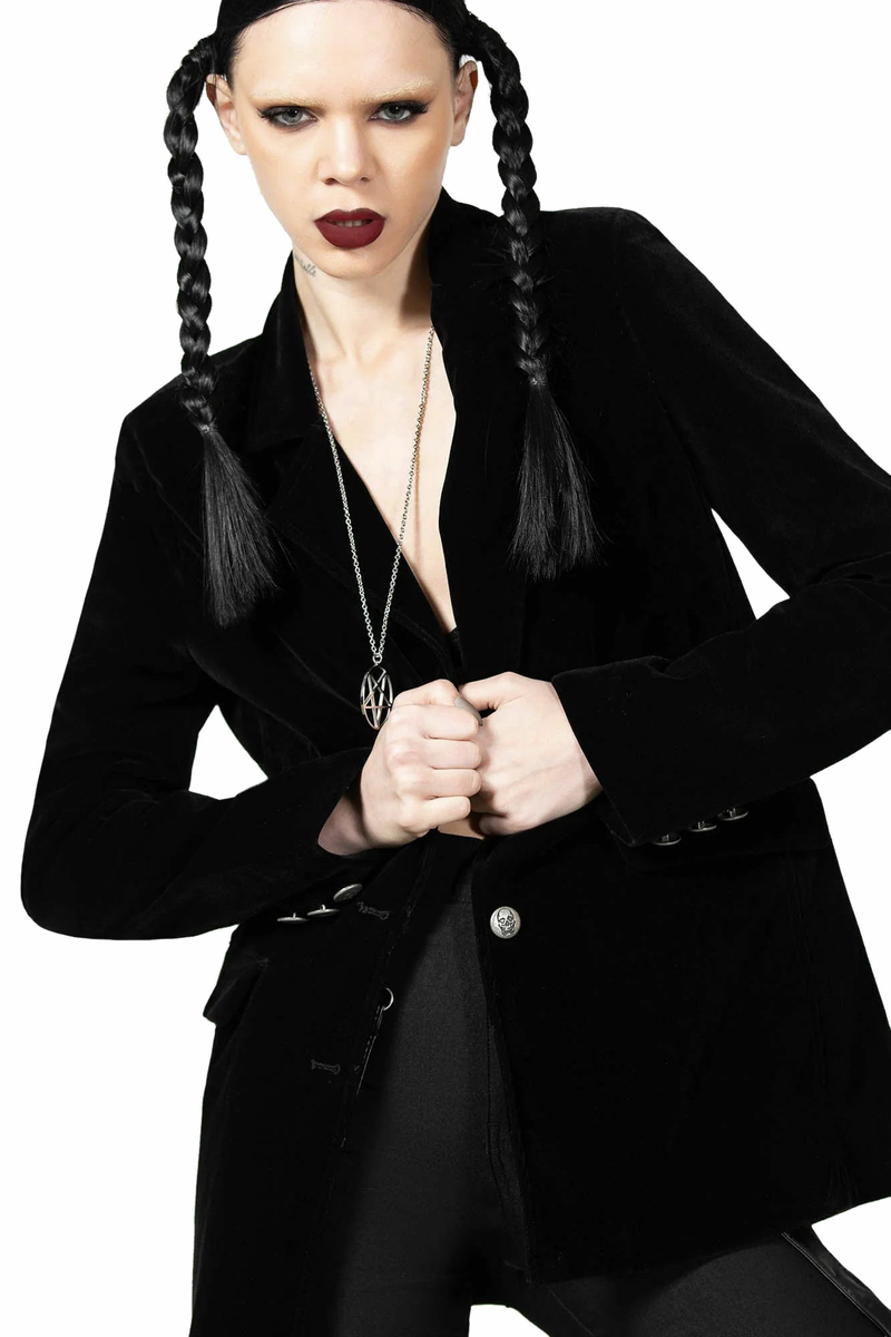 Cappotto da donna (giacca da vestito) KILLSTAR - Astaroth Velvet Boyfriend Blazer - Nero S