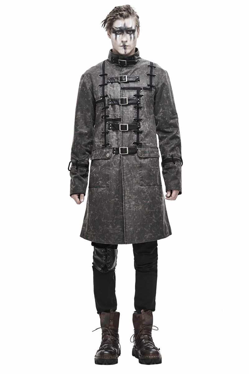 Cappotto da uomo DEVIL FASHION - Edgelord' Punk Distressed - Grigio S