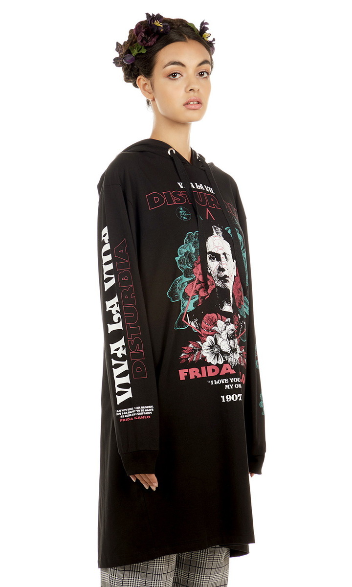 Felpa Con Capuccio Donna - Frida Longline - DISTURBIA - FKDM05 S