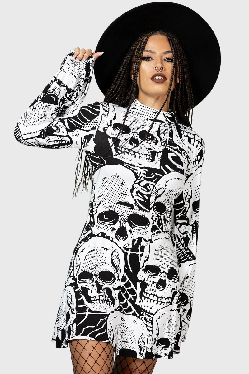 Abito Da Donna KILLSTAR - Skeleton Season - Bianco E Nero S